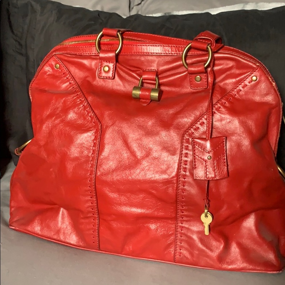 Saint Laurent Muse Paris Red Leather Satchel